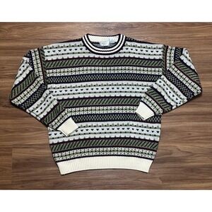 Vintage The Mens Store at Sears Fair Isle Geometric Knit Sweater Mens Sz L